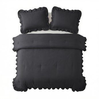Sleeptime Dekbed en Overtrek in 1 - Ruffles - Antraciet - Dromen & Wonen