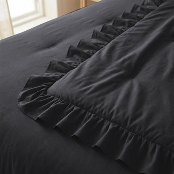 Sleeptime Dekbed en Overtrek in 1 - Ruffles - Antraciet - Dromen & Wonen