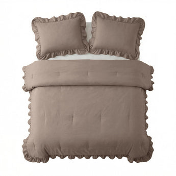 Sleeptime Dekbed en Overtrek in 1 - Ruffles - Taupe - Dromen & Wonen