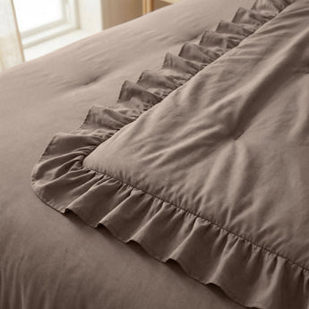 Sleeptime Dekbed en Overtrek in 1 - Ruffles - Taupe - Dromen & Wonen