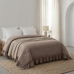 Sleeptime Dekbed en Overtrek in 1 - Ruffles - Taupe - Dromen & Wonen