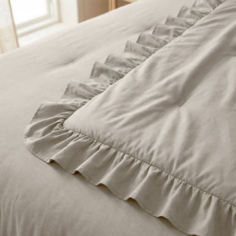 Sleeptime Dekbed en Overtrek in 1 - Ruffles - Taupe/Grijs - Dromen & Wonen