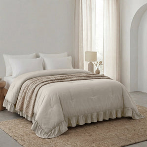 Sleeptime Dekbed en Overtrek in 1 - Ruffles - Taupe/Grijs - Dromen & Wonen