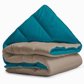 Sleeptime Dekbed en Overtrek in 1 - Taupe/Blauw - Dromen & Wonen