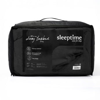 Sleeptime Dekbed en Overtrek in 1 - Teddy - Antraciet - Dromen & Wonen