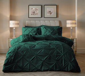 Sleeptime Dekbed en Overtrek in 1 – Velvet Pintuck – Groen - Dromen & Wonen
