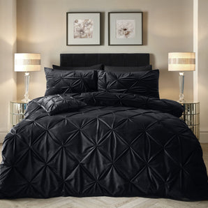 Sleeptime Dekbed en Overtrek in 1 – Velvet Pintuck – Zwart - Dromen & Wonen