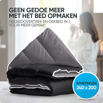 Sleeptime Dekbed en Overtrek in 1 - Zwart/Antraciet - Dromen & Wonen