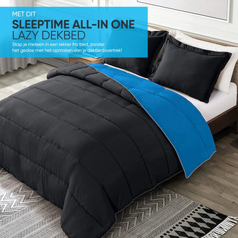 Sleeptime Dekbed en Overtrek in 1 - Zwart/Blauw - Dromen & Wonen