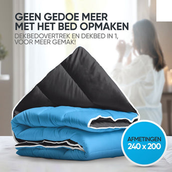 Sleeptime Dekbed en Overtrek in 1 - Zwart/Blauw - Dromen & Wonen