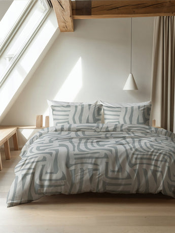 Sleeptime Flanel Danis Groen/Grijs Dekbedovertrek - Dromen & Wonen