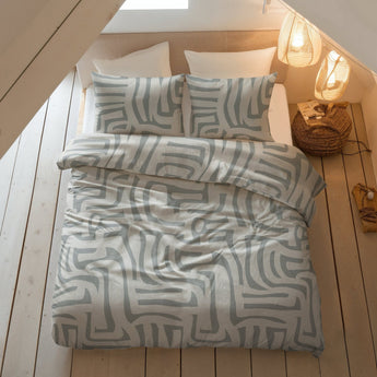 Sleeptime Flanel Danis Groen/Grijs Dekbedovertrek - Dromen & Wonen