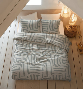 Sleeptime Flanel Danis Groen/Grijs Dekbedovertrek - Dromen & Wonen