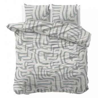 Sleeptime Flanel Danis Groen/Grijs Dekbedovertrek - Dromen & Wonen