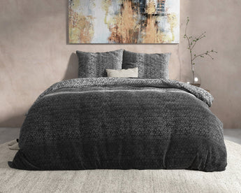 Sleeptime Flanel Gradient Knits Antraciet Dekbedovertrek - Dromen & Wonen