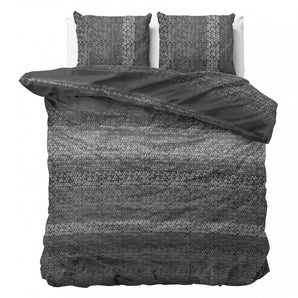 Sleeptime Flanel Gradient Knits Antraciet Dekbedovertrek - Dromen & Wonen