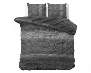 Sleeptime Flanel Gradient Knits Antraciet Dekbedovertrek - Dromen & Wonen