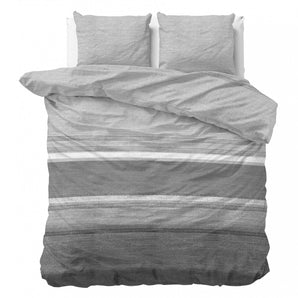 Sleeptime Flanel Stone Stripe Grijs Dekbedovertrek - Dromen & Wonen