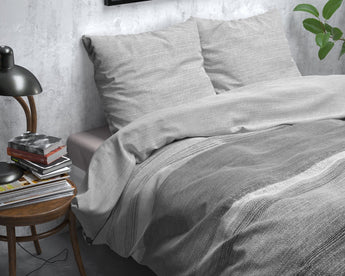 Sleeptime Flanel Stone Stripe Grijs Dekbedovertrek - Dromen & Wonen
