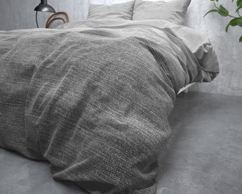Sleeptime Flanel Stone Stripe Grijs Dekbedovertrek - Dromen & Wonen