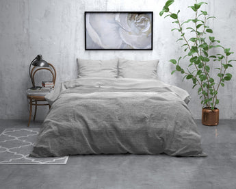 Sleeptime Flanel Stone Stripe Grijs Dekbedovertrek - Dromen & Wonen