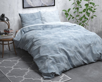 Sleeptime Flanel Washed Cotton Blauw Dekbedovertrek - Dromen & Wonen