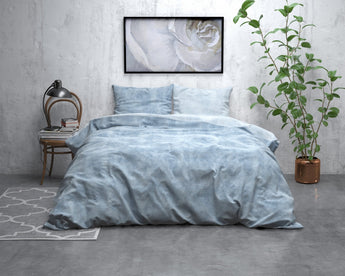 Sleeptime Flanel Washed Cotton Blauw Dekbedovertrek - Dromen & Wonen