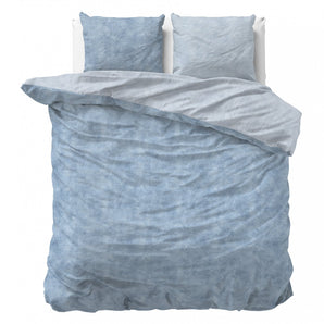 Sleeptime Flanel Washed Cotton Blauw Dekbedovertrek - Dromen & Wonen