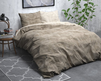 Sleeptime Flanel Washed Cotton Taupe Dekbedovertrek - Dromen & Wonen