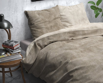 Sleeptime Flanel Washed Cotton Taupe Dekbedovertrek - Dromen & Wonen