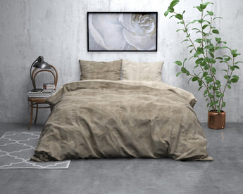 Sleeptime Flanel Washed Cotton Taupe Dekbedovertrek - Dromen & Wonen