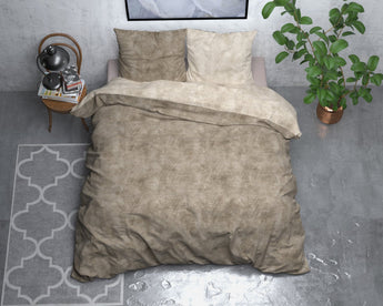 Sleeptime Flanel Washed Cotton Taupe Dekbedovertrek - Dromen & Wonen