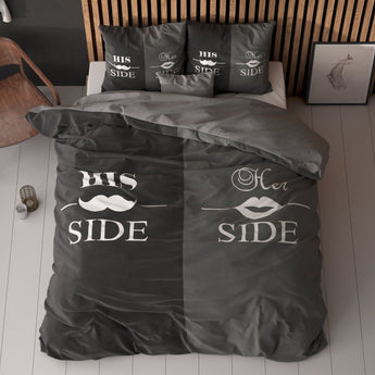 Sleeptime His and Her side 3 Zwart Dekbedovertrek - Dromen & Wonen