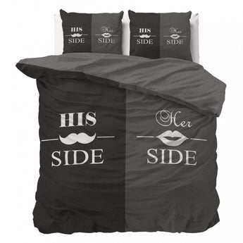 Sleeptime His and Her side 3 Zwart Dekbedovertrek - Dromen & Wonen