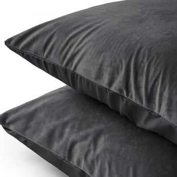 Sleeptime Kussensloop - 2 Stuks - Velvet - Antraciet - 60x70 - Dromen & Wonen