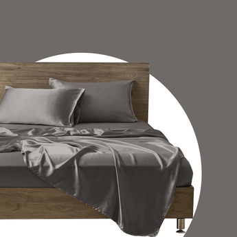 Sleeptime Kussensloop Glans Satijn 2 Stuks - Antraciet - 60 x 70 cm - Dromen & Wonen