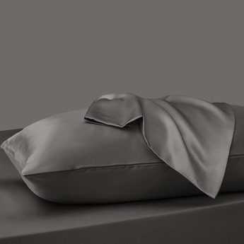 Sleeptime Kussensloop Glans Satijn 2 Stuks - Antraciet - 60 x 70 cm - Dromen & Wonen