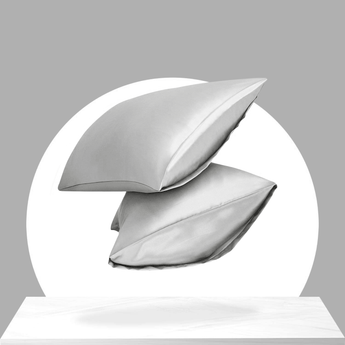 Sleeptime Kussensloop Glans Satijn 2 Stuks - Zilver - 60 x 70 cm - Dromen & Wonen