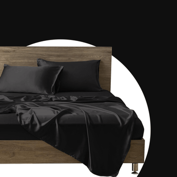 Sleeptime Kussensloop Glans Satijn 2 Stuks - Zwart - 60 x 70 cm - Dromen & Wonen