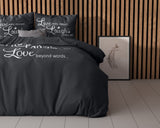 Sleeptime Live,laugh and love Antraciet Dekbedovertrek - Dromen & Wonen