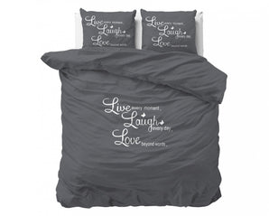 Sleeptime Live,laugh and love Antraciet Dekbedovertrek - Dromen & Wonen