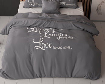 Sleeptime Live,laugh and love Antraciet Dekbedovertrek - Dromen & Wonen