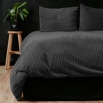 Sleeptime Rib Teddy Antraciet Dekbedovertrek - Dromen & Wonen