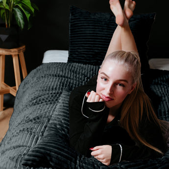 Sleeptime Rib Teddy Antraciet Dekbedovertrek - Dromen & Wonen