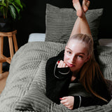 Sleeptime Rib Teddy Grijs Dekbedovertrek - Dromen & Wonen