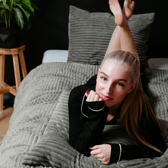 Sleeptime Rib Teddy Grijs Dekbedovertrek - Dromen & Wonen