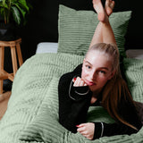 Sleeptime Rib Teddy Groen Dekbedovertrek - Dromen & Wonen