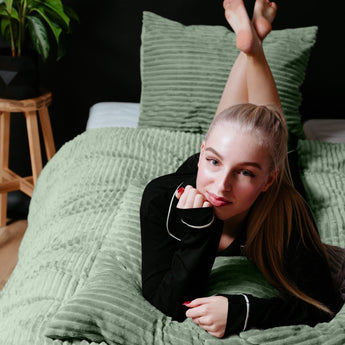 Sleeptime Rib Teddy Groen Dekbedovertrek - Dromen & Wonen