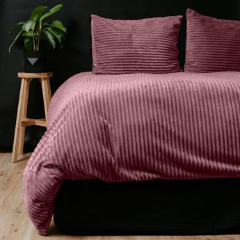 Sleeptime Rib Teddy Oud Roze Dekbedovertrek - Dromen & Wonen