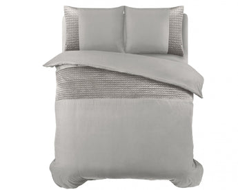Sleeptime Velvet Band Sand/Grijs Dekbedovertrek - Dromen & Wonen